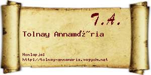 Tolnay Annamária névjegykártya